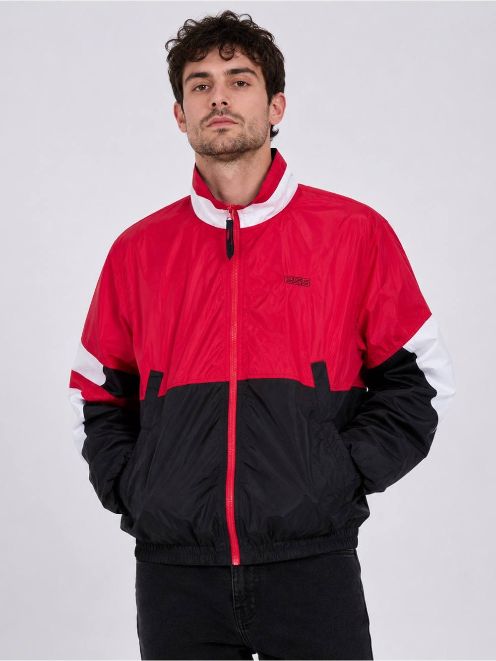 Vintage Spinnaker by Trimark CCS Windbreaker Jacket Red Black White Mens‎ Large